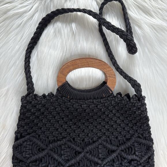 Danielle Nicole Black Macrame Fringe Bag - Picture 6 of 10